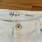 Style & Co . White Jean Mid-Rise Bermuda Shorts Sz 10 Photo 3