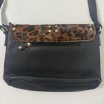 Cow Hair On Hide Black Crossbody Purse Studded Faux Leather Biker Westerncore Photo 2