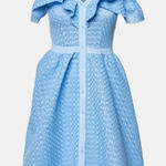 Maje Blue Lace Reglisse Ruffled Cold Shoulder Dress size L Cottagecore Milkmaid Photo 0