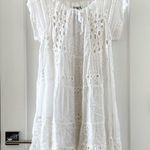 Johnny Was White Eyelet Lace Mini Bay Doll Dress Swim Coverup With Slip Size S Photo 2