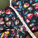 Vintage Silk Rainbow Floral Tulip Print Wrap Dress Black Size 4 Photo 5