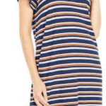 Madewell Striped Navy Orange Pink Henley Dress NWT Size Small Hemp Cotton Blend Photo 0