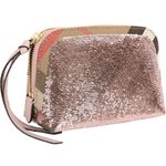 Burberry NWOT  Bridle Sequined Large Pouch, Metallic Pink/Check, Small Defect Photo 1