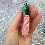ZARA Like  Oversized Pink and Green Beaded Earrings Photo 3