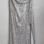 Maniju  silver sequin one shoulder Maxi dress L Photo 0
