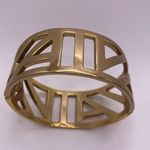 Anne Klein Logo Cuff Bracelet Metal Gold Snap Bangle 1” Width Modern Geometric Minimalist Photo 4