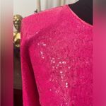 Torrid  At The Knee Sequin Strong Shoulder Hot Pink Dress Front Side Slit 20 Photo 4