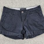 Aeropostale Womens Midi Twill Shorts 0 Black Stretch Back Flap Pockets Cuffed Photo 0