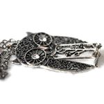 Source Unknown Vintage Art Deco 2.5" Filigree Owl Black Metal 30" Link Chain Pendant Necklace Photo 2