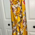 ASTR The Label Yellow Floral Midi Dress NWT Size XS Satin Wrap Ruffle Tie Straps Photo 10
