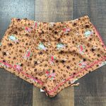 Plush Leopard Floral Satin Pajama Set with Shorts & Eye Mask Size XS Brown Photo 10
