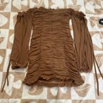 MABLE | Brown Bodycon Mesh Ruched Mini Dress |‎ Women's S Photo 4