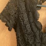 Black crochet shorts romper woman’s size small Photo 3