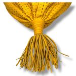 Vintage Retro 1980s Brio! Leather Bag Slouchy‎ Hobo Woven Balloon Purse Yellow Photo 5