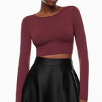 Babaton Aritzia sculpt Knit Forefront Long sleeve size S NWT burgandy color Photo 0
