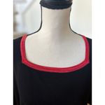 Misook Exclusively  Black Red Trim Square Neck Short Sleeve Knit Top Photo 3