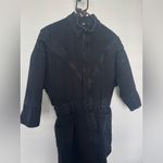 ZARA  Black Denim Short Sleeve Romper Jumpsuit Snap Button Up Sie M Photo 2