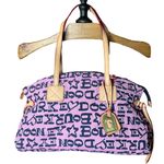Dooney & Bourke LARGE Pink Logo Y2K inspired tote shoulder purse leather canvas Photo 0