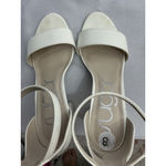 Womans Sugar Machelene Slip On Sandals 8 M White Open Toe Ankle Strap Block Heel Photo 5