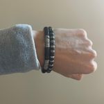 Stackable Beaded Bracelets‎ Set Black Silver Tone Stretch Boho Chic Accessory Photo 1