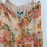 ZARA  Tiered Flowy Boho Peach Orange Floral Midi Dress Spaghetti Strap xs-small Photo 5