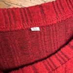 Womens XL Red Grey Striped Ribbed Long Sleeve Crew Neck Top Shirt Photo 3