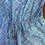 Cabana Life Geometric UPF 50+ Elastic Drawstring Waist Vacation Dress Sz L 💚🍄 Blue Size L Photo 8