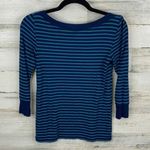 Anthropologie Akemi + Kin Top Womens Small Blue Stripped Mother of Pearl Buttons Photo 4