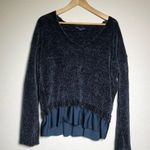 American Eagle Navy Chenille Peplum Hem Sweater Photo 2