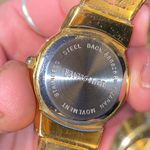 Women's Gold Tone Bangle Bracelet Watch with Intricate Detail, MOP Face Gold Photo 6