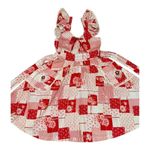 American Vintage Vintage Ruffled Prairie Apron style red white floral patchwork dress size XS Photo 8