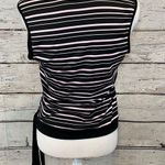 Zinc ZN Sleeveless Top Crossover Front w Side Tie Striped Black/Pink-Medium Photo 2