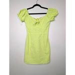 Collective the Label puff sleeve tie front mini dress in lime green US 4 Yellow Photo 2