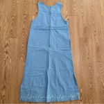 Westbound  Denim Jumper Dress, Floral Hem Embroidery & Pockets-PS light blue wash Photo 3