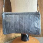 Vintage Grey Soft Eel‎ Skin Leather 1980s Crossbody Shoulder Bag Chic Classy Gray Photo 3