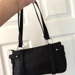 Black Nylon Silver Chain Shoulder Bag with Bow Charms Photo 4