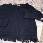 Artisan NY  navy blue fringe sweater cardigan NWT Photo 4