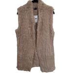 Love Token NEW  Genuine Rabbit Fur Color Latte Winter Holiday Cozy Vest Size L Photo 4