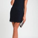 Lulus Take Me to Brunch Navy Blue Lace Shift Dress Photo 0