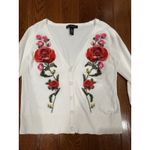Women's Embroidered Floral Cardigan Small INC International Concepts Feminine White Photo 2