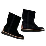 Salvatore Ferragamo Black Suede Shearling Lined Boots Size 5.5 M Photo 3