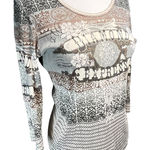 Skinny Minnie‎ Womens Y2K Boho Chic Diamond Pattern Express Long Sleeve Medium Gray Photo 0