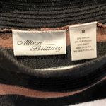 Allison Brittney Knit Quarter Sleeve Dress Black White & Brown Stripes Medium Photo 2