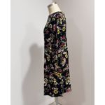 J.Jill Women's Black Floral Boat Neck 3/4 Sleeve Shift Dress Size XS Photo 2