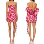 For Love & Lemons  Huda Satin Mini Dress Puff Sleeve Gloves Floral Coquette Sz M Photo 1