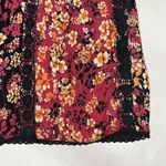 Angie  NWT Sz 2X Pink Floral Print - Black Crochet Lace Smock Elastic Blouse Top Photo 3