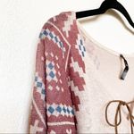 Mono B Aztec Print Poncho Pullover Top One Size Tan Size M Photo 2