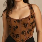 Brown Velvet Burnout Bustier Corset Y2K Goth Grunge 2000s Renaissance Large Photo 0