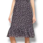 Altuzarra  Floral Print Ruffle Hem Dress Purple Gold Silk Crepe Sz FR 42 US‎ 10 Photo 0