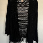 Faded Glory EUC  Black Fringe Open-Knit Sweater sz 3X Photo 0